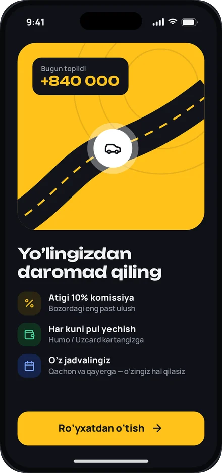 Haydovchi bo'lib daromad qiling